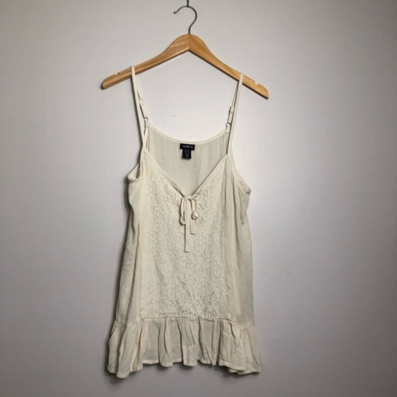 torrid Tops - Torrid Cream Lace & Ruffle Tank Top